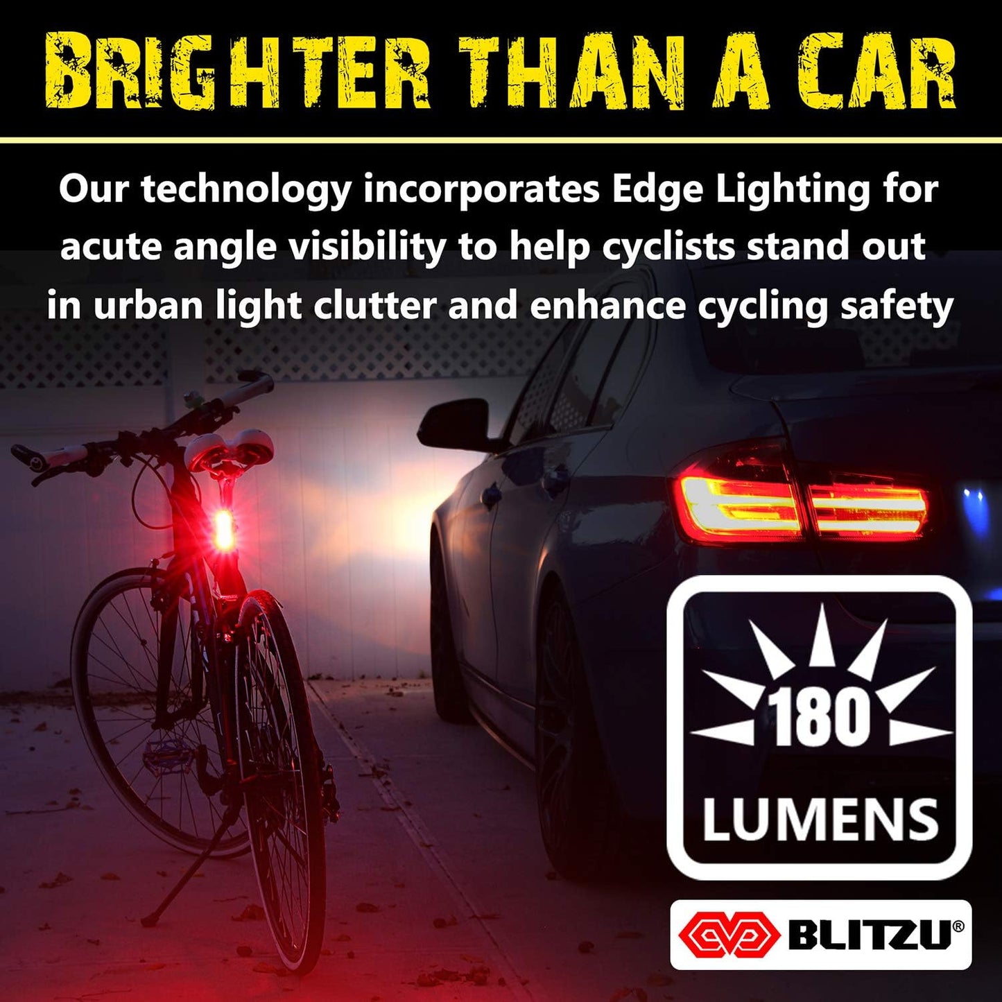 USB Rechargeable BLITZU Cyborg 168H Bike Headlight & 168T Tail Light Set - LED Bicycle Lights for Night Riding Safety