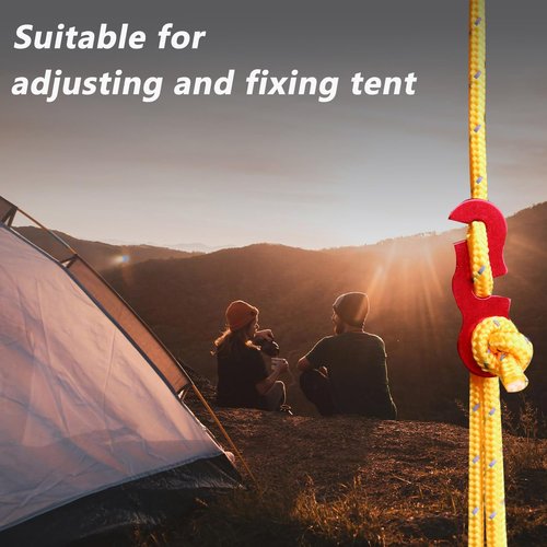 LUYADIN 30Pcs Guyline Tensioner Aluminum Alloy Guy Line Cord Adjusters Tent Rope Tensioners Paracord Tensioner for Outdoor Tent Camping Hiking Accessories (Red)