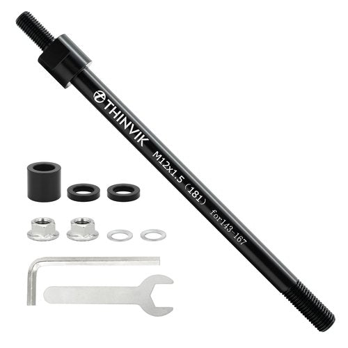 Thinvik Bike Thru Axle Adapter for Trailer Hitch 12mm Thru Axle 1.5 Thread Pitch Shaft Length 181mm