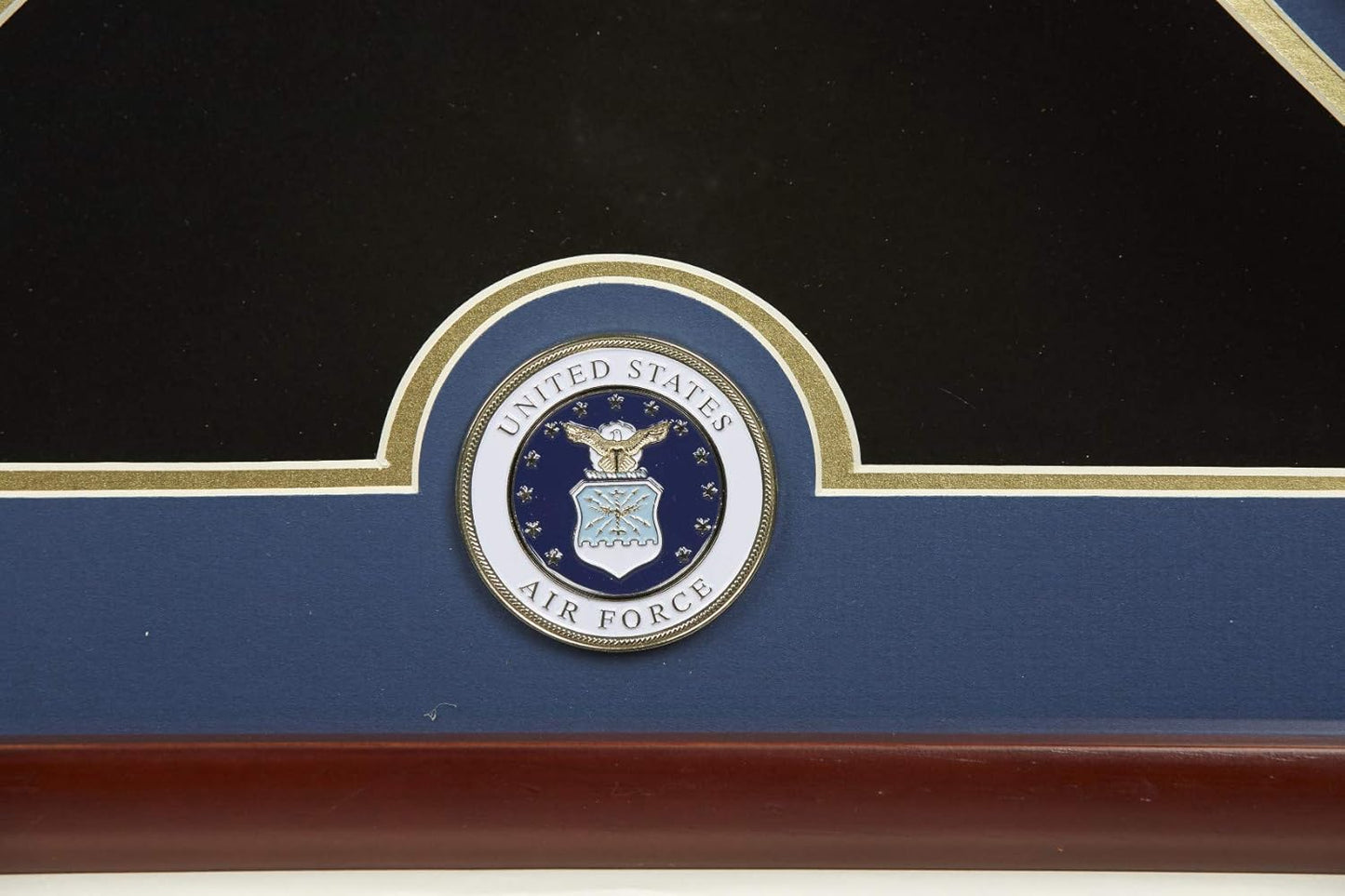 US Flag Display Case with Air Force Medallion Crafted from Premium Quality Materials - Made in USA
