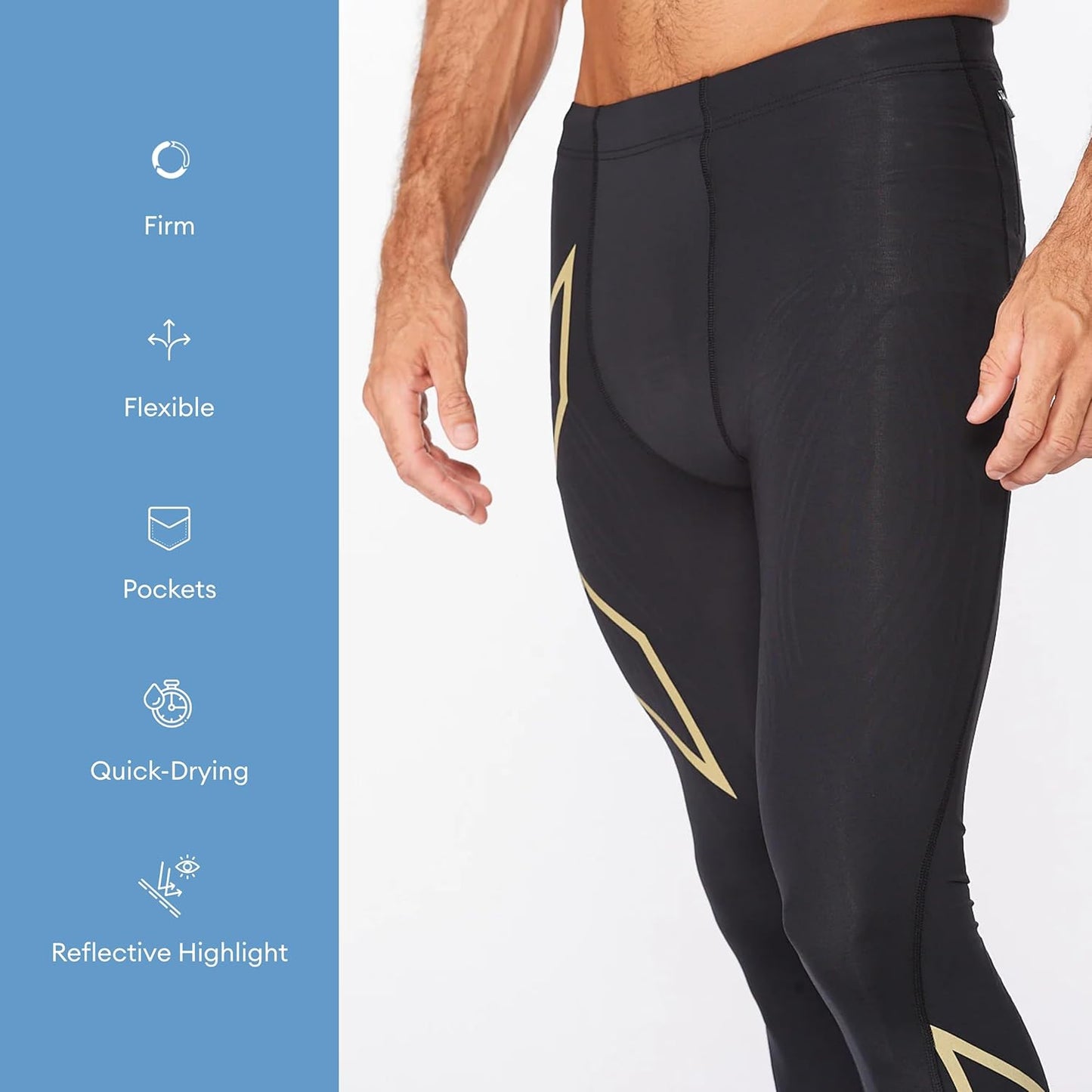 2XU Men's Light Speed Compression Tights - Lightweight & Flexible Support for Improved Running Performance