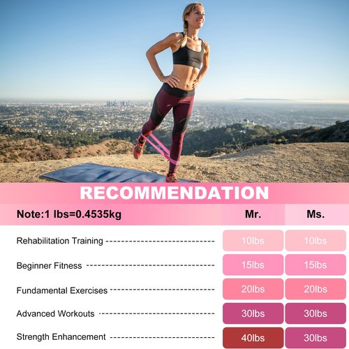 SZHLUX Resistance Bands Set with Instruction Guide and Carry Bag, Versatile for Body Sculpting, Strength Training, and Rehabilitation-Set of 5, Pink