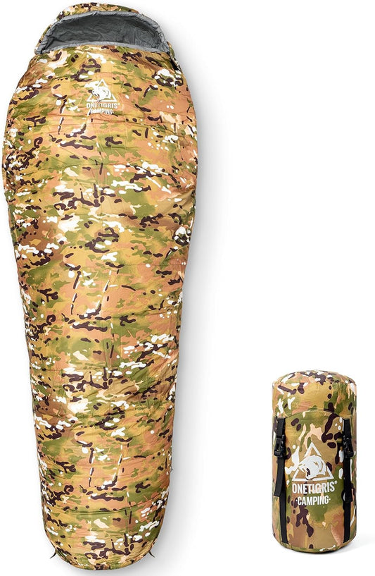 OneTigris Light Patrol 4 Season Mummy Sleeping Bag, 32°F Cold Weather Camping Bags for Camping Hiking Backpacking, Survival Gear