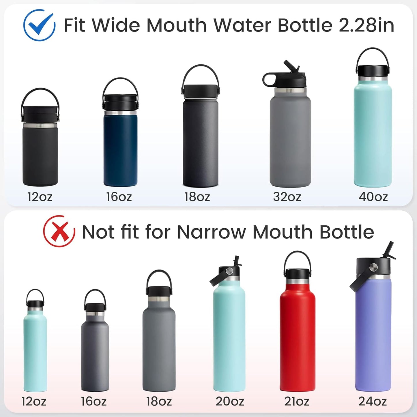 Spout Lid Replacement for Hydro Flask Wide Mouth 12, 16, 18, 32, 40, 64 OZ, Chug Lid for Thermoflask with Handle, Replacement Lid for Wide Mouth Water Bottle 2.2in