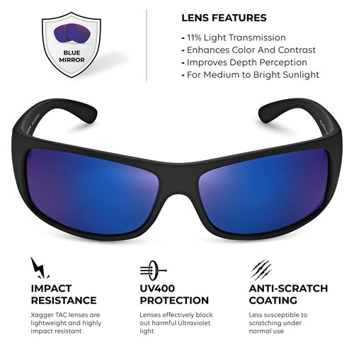 Xagger Sports Polarized Sunglasses for Men Wrap Around TR90 Frame Driving Fishing Running Sun Glasses