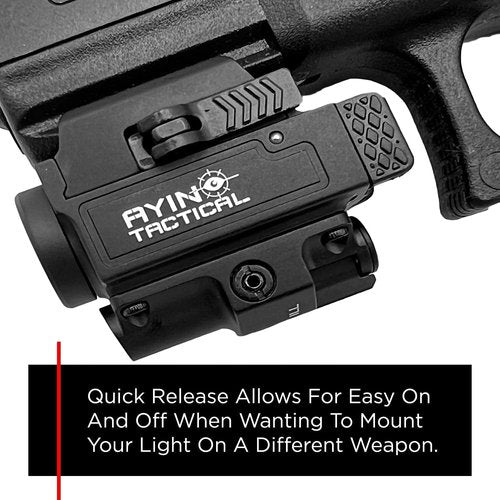AYIN Tactical Pistol Light Combo 800 Lumen, Quick Disconnect, USB Rechargeable Tactical Rail Mounted Flashlight, Mounting Hardware, Battery and Charger Included