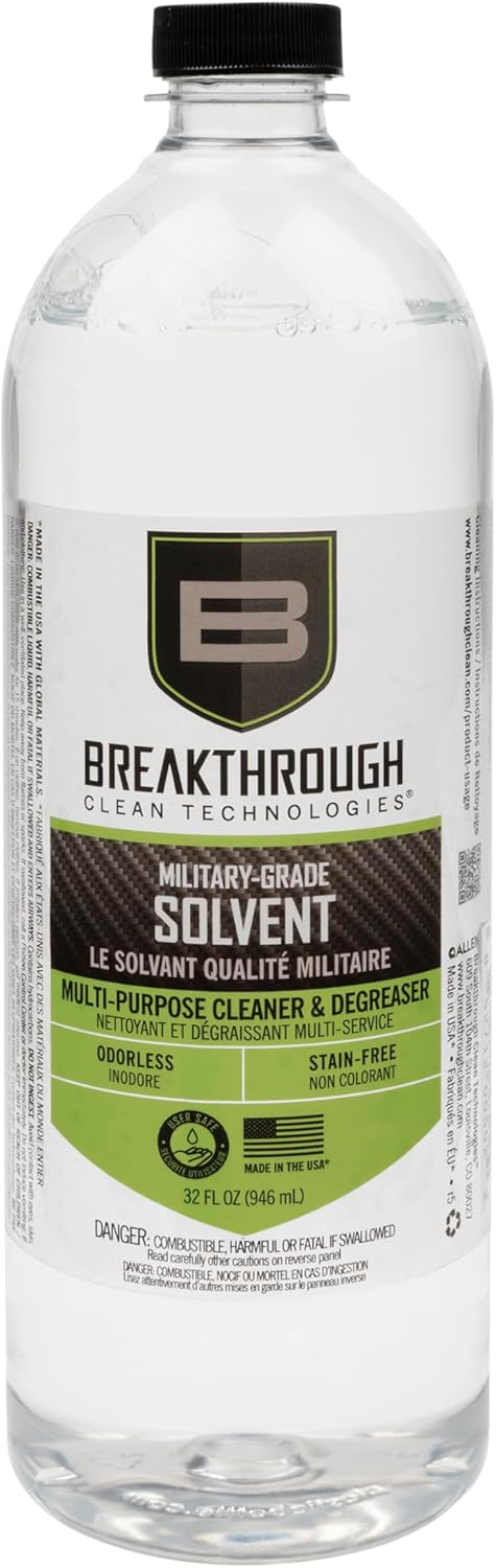 Breakthrough Clean Technologies Military-Grade Handgun and Rifle Cleaning Solvent, Grease Remover - 6oz/2oz/15ml/32oz Spray Bottle
