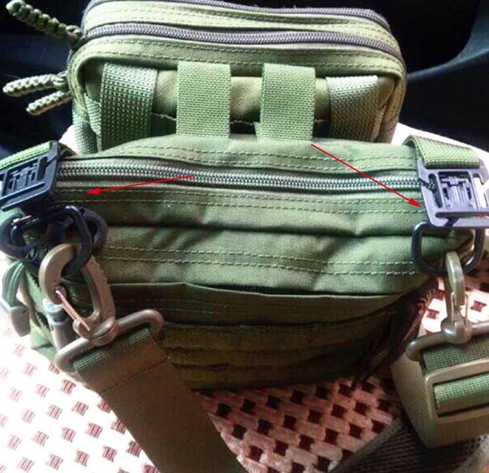 Jadedragon Multipurpose Tactical 360 Rotation D-Ring Clips/Locking Carabiner/Hydration Tube Clips/Elastic String Strap Management Tool for MOLLE Webbing Attachment Backpacks