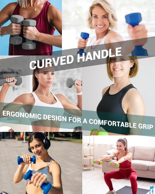 Dumbbell Hand Weight Set of 2 Exercise Fitness Neoprene Dumbbells Sets Options for Home Gym Equipment Non-Slip Hex Hand Weights Set Free Weights for Women Men - Green 10LB