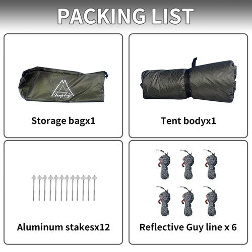 TENPLAY Ultralight Tent - 2Person, Lightweight, Waterproof 5000mm, Compact, Easy Setup, Portable, 3Season for Mountaineering Hiking Climbing (Camouflage)