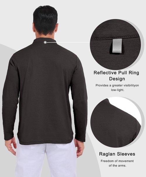 Little Donkey Andy Men's Long Sleeve Golf Sun Shirts UPF 50+ Lightweight Quick Dry 1/4 Zip Up Fishing Running Outdoor Pullover (Seal Brown XL)