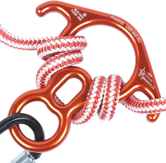 40kN Fall Rescue Big 8 Aluminum Descender with Bent-Ears Rappelling Gear Belay Device (Orange)