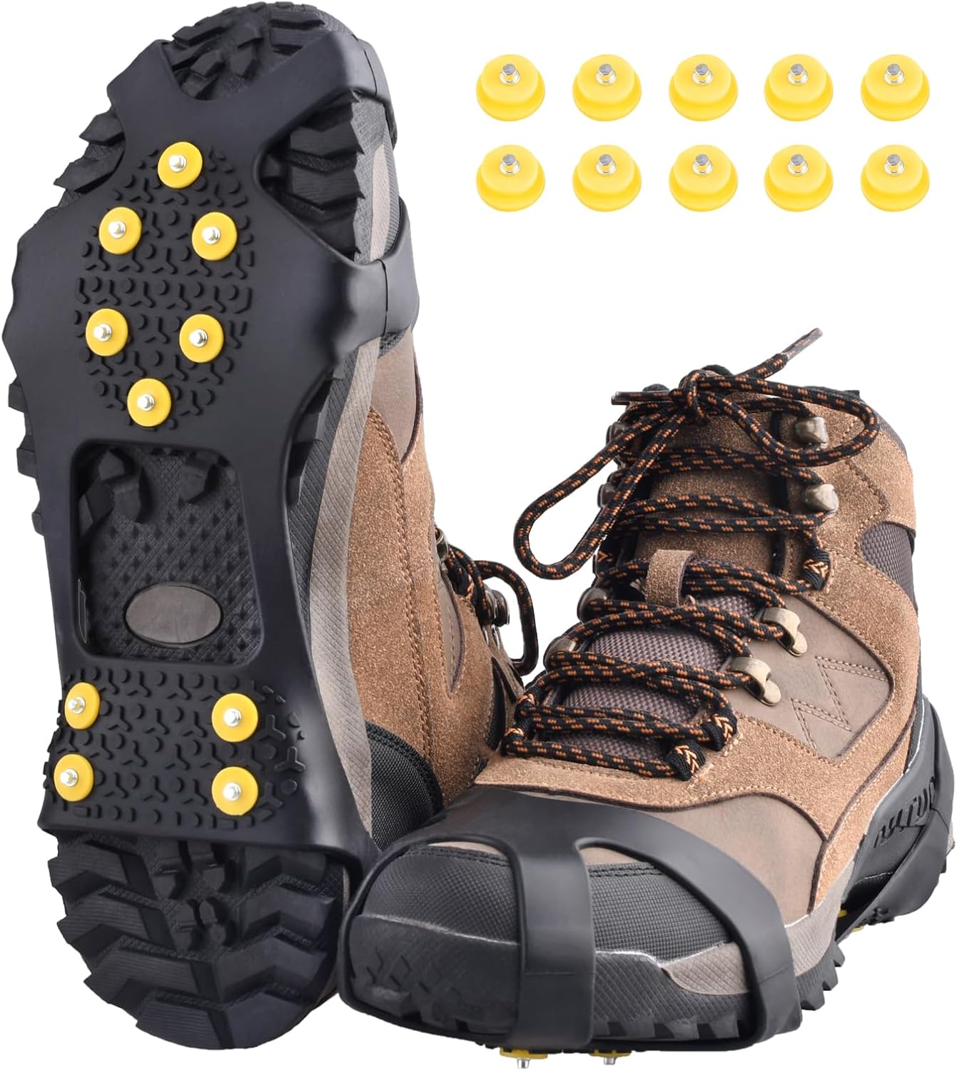 TRIWONDER Ice Cleats for Shoes and Boots 10-Stud Anti Slip Ice Grips Snow Crampons Traction Cleats Hiking Fishing Walking Gear