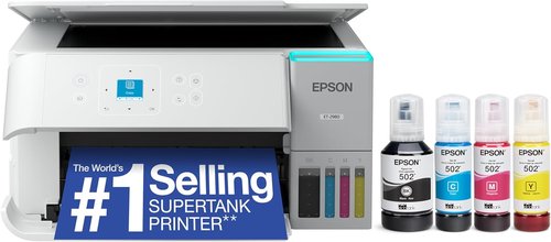 Epson EcoTank ET-2980 Wireless All-in-One Color Supertank Printer with up to 3 Years of Ink, Refillable Tanks, Perfect for Home, 15 PPM, 1.44" Color Screen, Auto 2-Sided Printing - Black