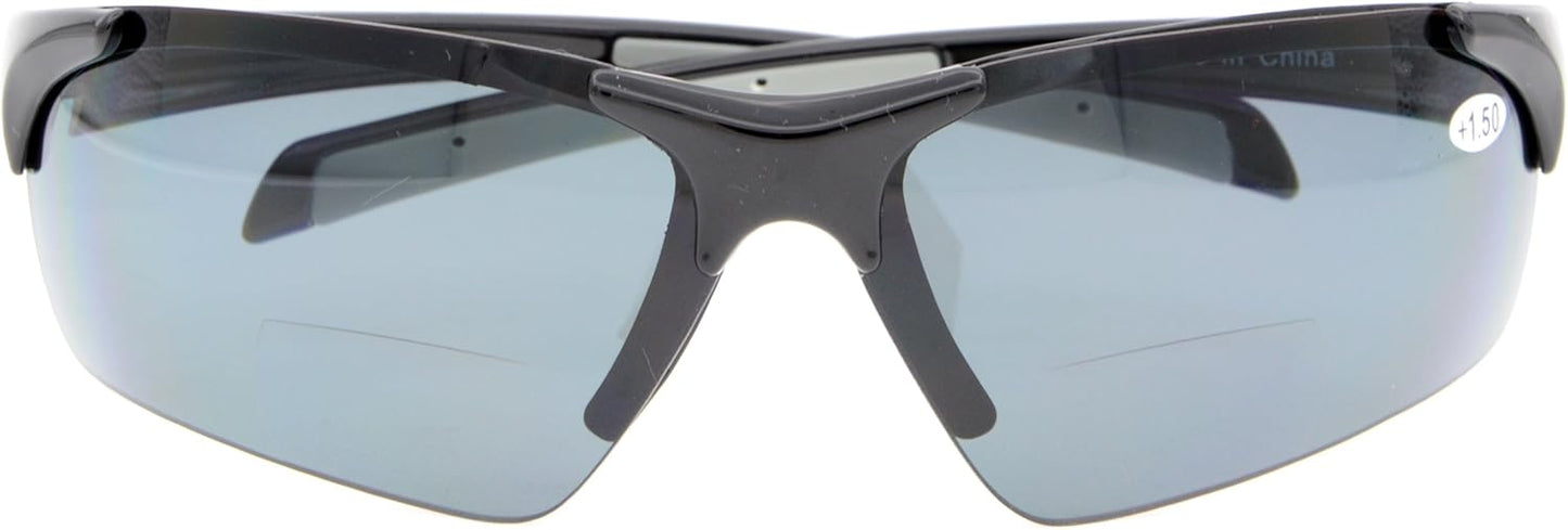 Eyekepper TR90 Unbreakable Sports Half-Rimless Bifocal Sunglasses Baseball Running Fishing Driving Golf Softball Hiking