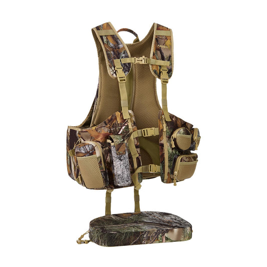 AMHEH Tactical Outdoors Vest for Men Hunting Vest with Magnetic Seat Cushion Game Pouch Adjustable Breathable Gear Accessories