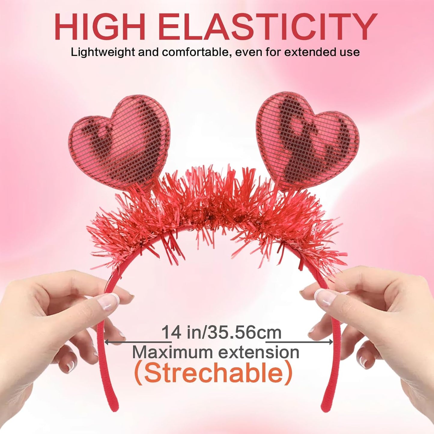 SIOTMERA Heart Headband-Red Love Heart Design for Adult| Widened & Thickened Non-Slip Lightweight, Makeup Washing Face| Heart Headpiece for Wedding Birthday Christmas Halloween Party Costume-2 Count