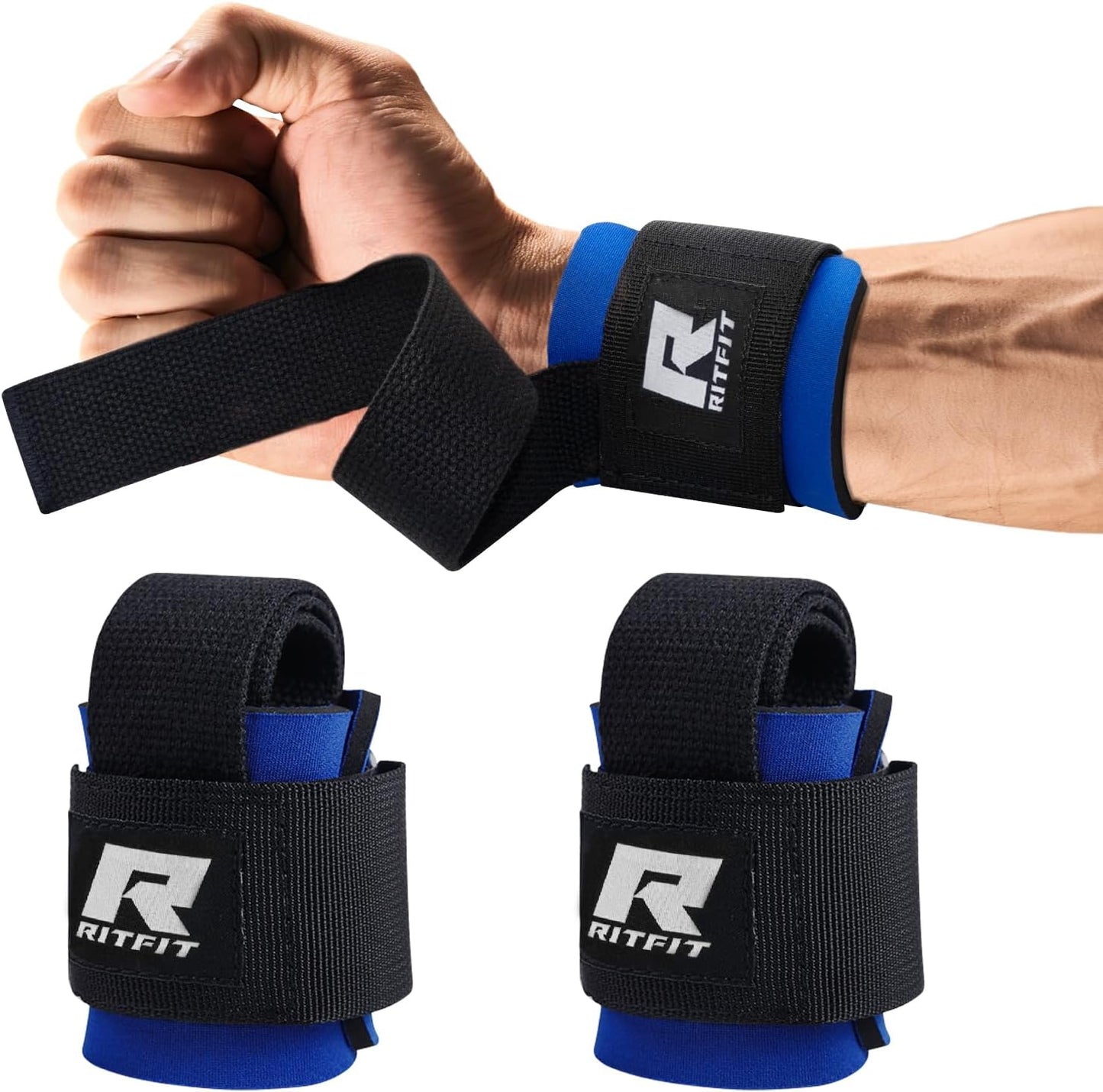 RitFit Weightlifting Wrist Straps - Durable Lifting Wraps for Powerlifting & Strength Training