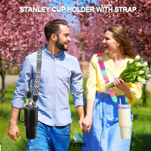 Carrier with Strap for Stanley Cup Accessories, Cute Adjustable Water Bottle Carrying Straps for Stanley 40 30 20 OZ Tumbler, Holder for Women Men Boys Girls