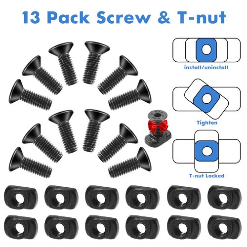 Bontok Single Picatinny Polymer Accessory Rail Set for 3 5 7 9 11 13 Slots with 13 T-Nuts & Screws, 6 Wrench- Rounded Corner-Polymer