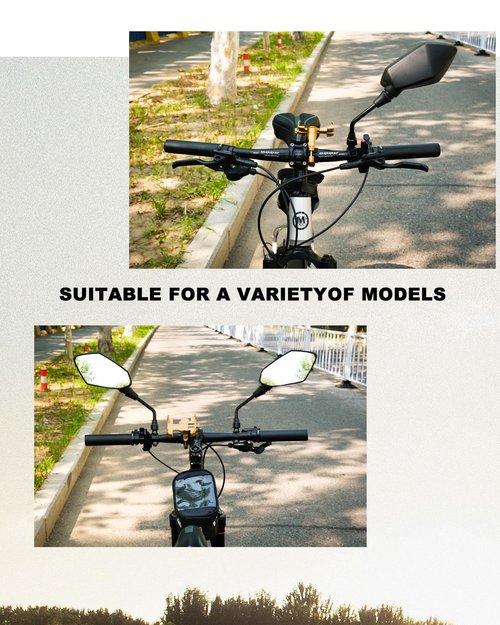 Bavel Bike Mirror,2 Pack (1 Pair)Bicycle Handlebar Mirrors for Mountain Bicycle Bike Ebike Scooter Snowbike,HD Large Mirror,Adjuatable Wide Angle RearView Mirror with 360° Rotatable Safety Galss Desig