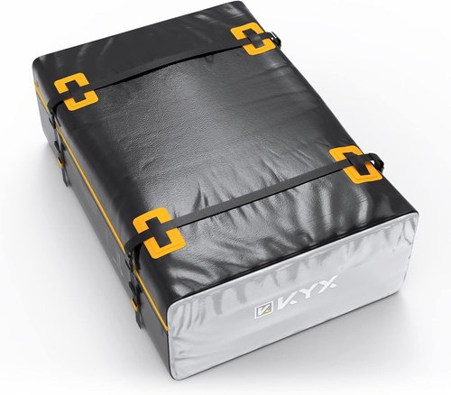 KYX Rooftop Cargo Carrier Bag, Car Roof Bag Cargo Carrier –15 Cubic Feet Waterproof Roof Top Luggage Bag for All Cars with/Without Racks, Double Rain Curtain, Anti-Slip Mat