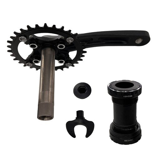 DECKAS 170mm Crankset, 104BCD 32T 34T 36T 38T Round Single Speed Narrow Wide Tooth Chainring and Crank Arm Set for MTB BMX Road Bicycle (Black 32T)