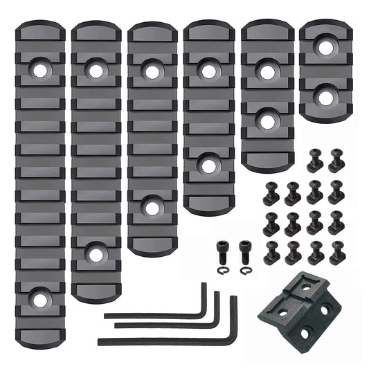 CG GEARS Picatinny Rail 3,5,7,9,11,13-Slot for Mlok, Polymer Rails Section Plus Offset Optic Mount with T-Nuts, Screws & Allen Wrench ((3-5-7-9-11-13) Rails+ 1 Slot Light Mount)