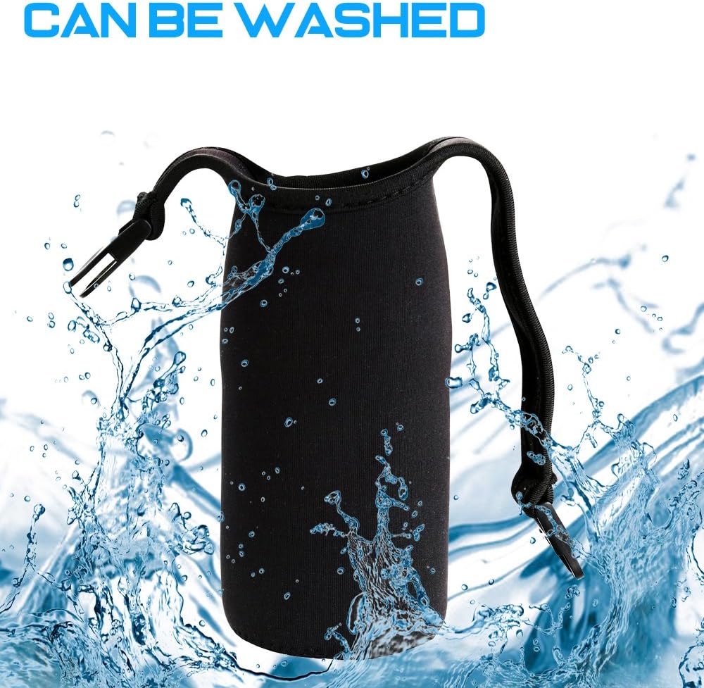 4 Pack,DanziX Neoprene Sleeve Bottle Cup Carrier Pouch,Fit for All 16oz-21oz Portable Sport Water Bottle-Black,Blue, Pink,Purple