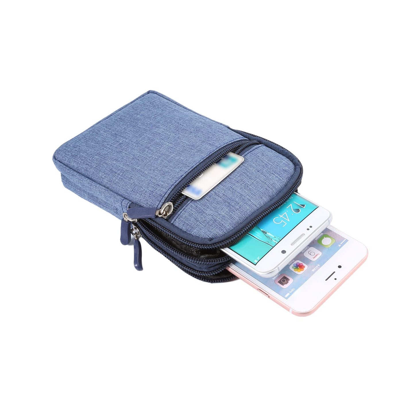 Vertical Cell Phone Waist Bag for Men, Mobile Phone Belt Pocket with Clip, Universal Mens Mobile Phone Belt Clip Holder Smartphone Waist Pouch Fanny Pack Protective Wallet with Carabiner Belt Loop