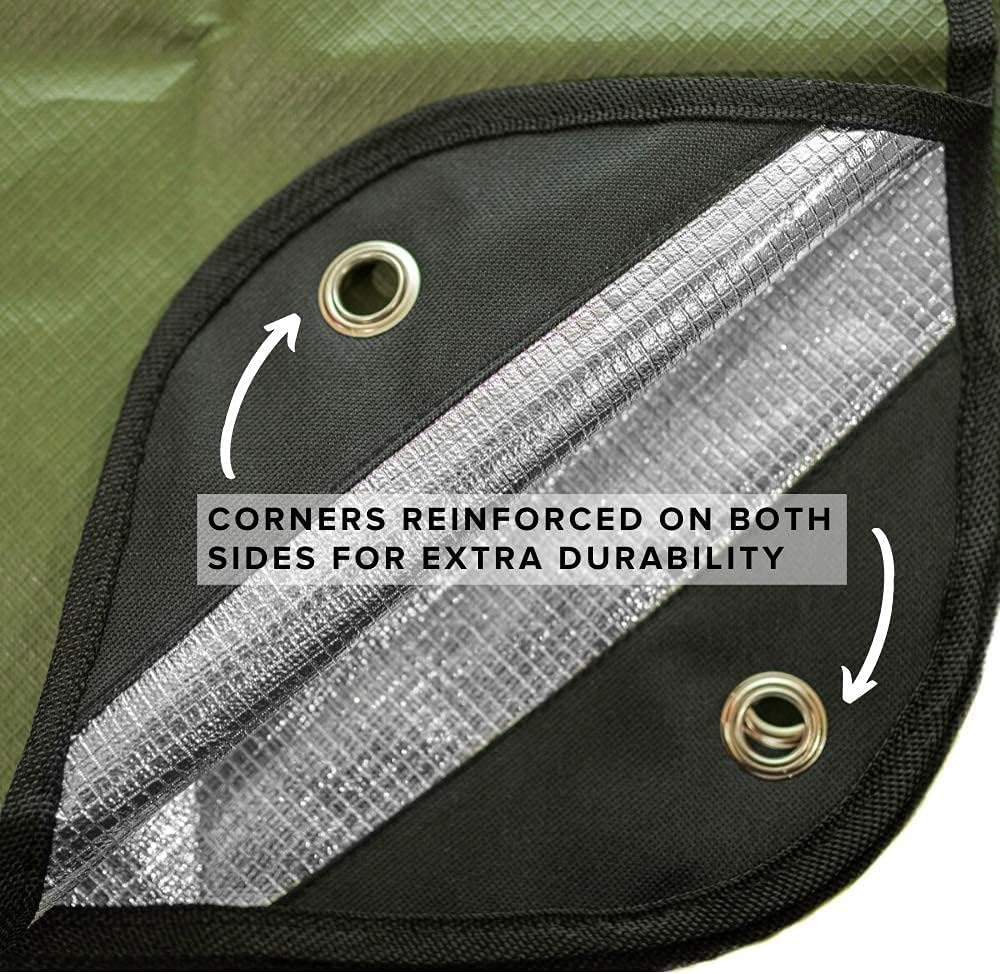 Arcturus Insulated Tarp | Reusable Heavy Duty Thermal Survival Blanket – 60 x 82 inches, Reflects 90% Body Heat, Waterproof, Windproof, 3-Layer Design, Reinforced Grommets, Olive Green