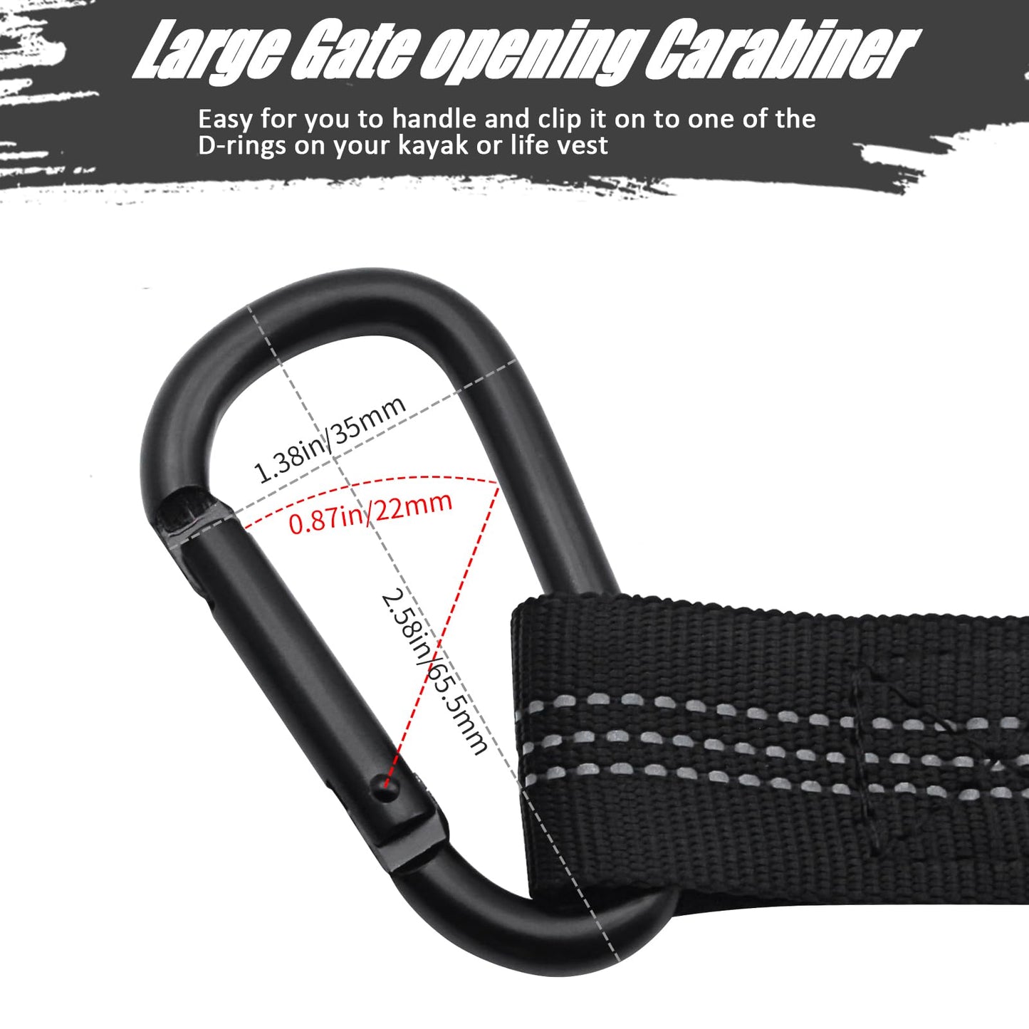 KOETSU Stretchable Kayak Paddle Leash - Elastic Bungee Cord with Quick-Release Clip, Adjustable Floating Rope for Kayak, Canoe, SUP, Paddleboard Accessories（Black）