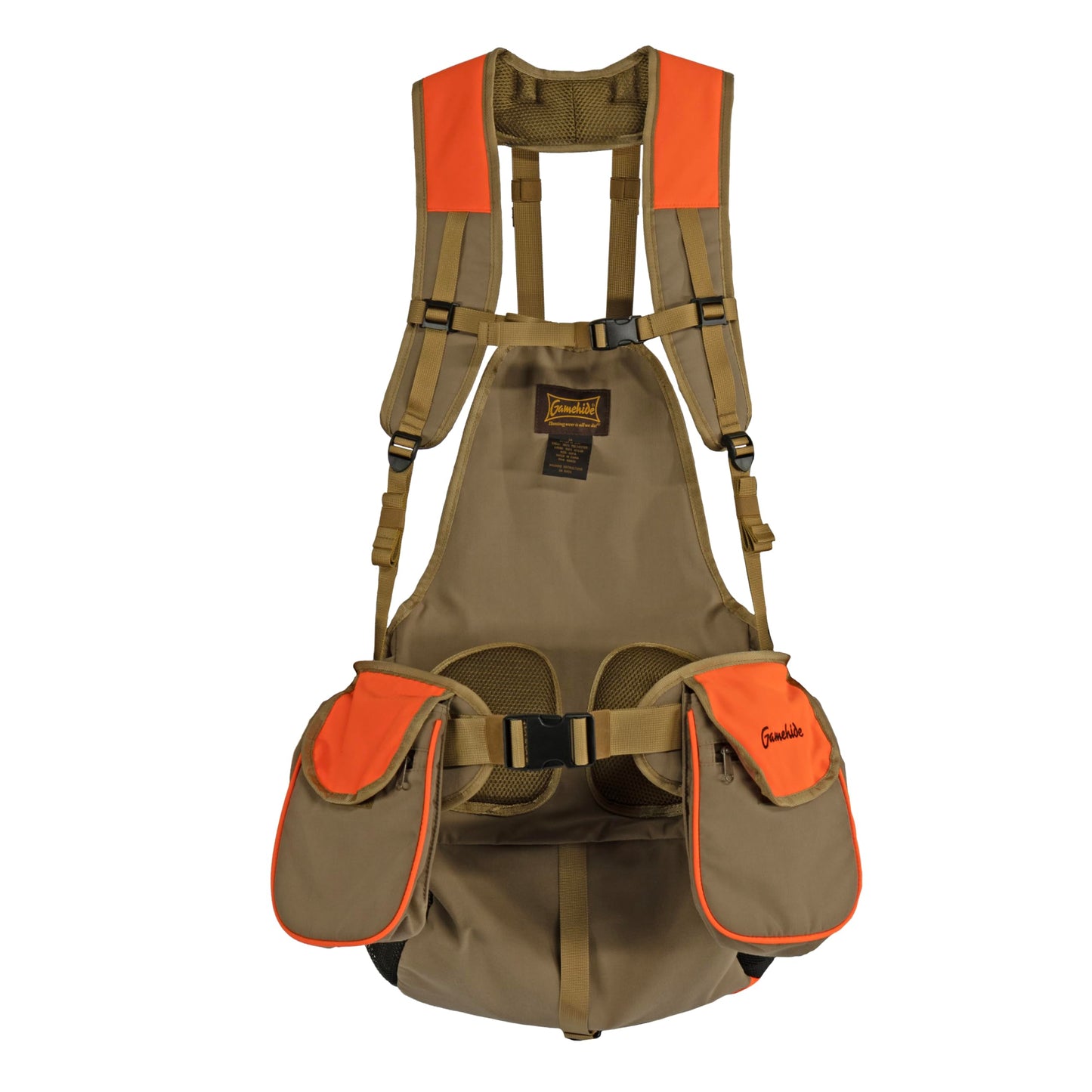 Gamehide Mens Upland Game Bird Hunting Strap Vest Fully Adjusble With Orange Tipping