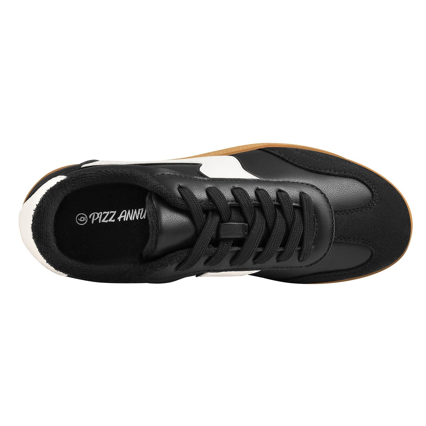 PIZZ ANNU Women's Solara Fashion Sneakers with Comfort Memory Foam Insole Lightweight Casual Walking Tennis Non Slip Skate Shoes for Everyday Travel, Black 11