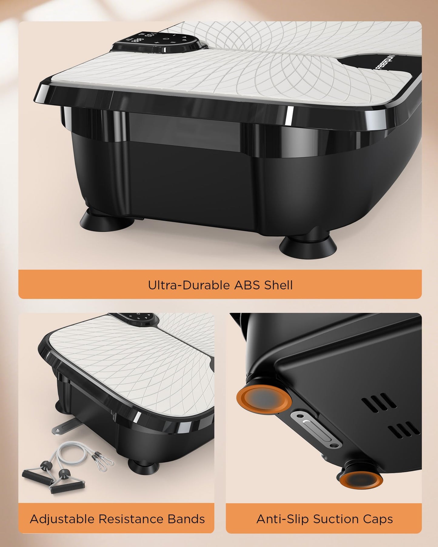 FEIERDUN Vibration Plate Exercise Machine, 400 LBS Capacity Vibration Plate for Lymphatic Drainage, Max Space for Whole-Body Workout & Relaxation at Home-Black