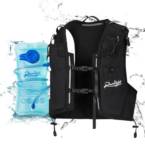 Runlight Hydration Vest Backpack,Lightweight Water Running Vest Pack with 1.5L Water Bladder Bag Daypack for Hiking Trail Running Cycling Race Marathon for Women Men (Black), W118-1