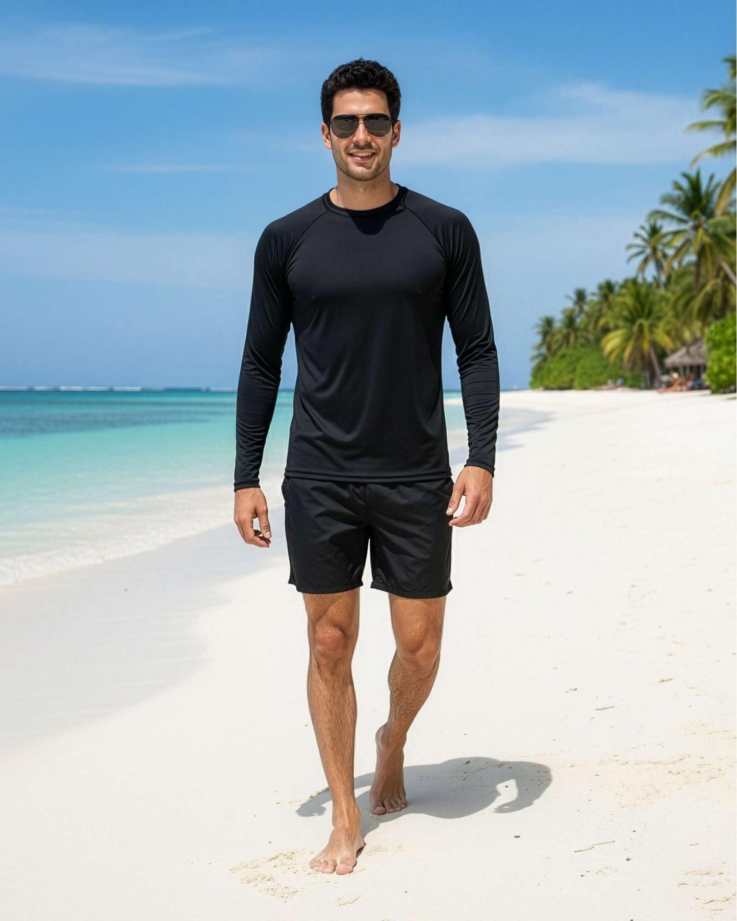 Real Essentials 4 Pack: Mens Long Sleeve Rash Guard Shirt UPF 50+ Swim Beach UV Sun Protection Fishing Quick Dry (Big & Tall)