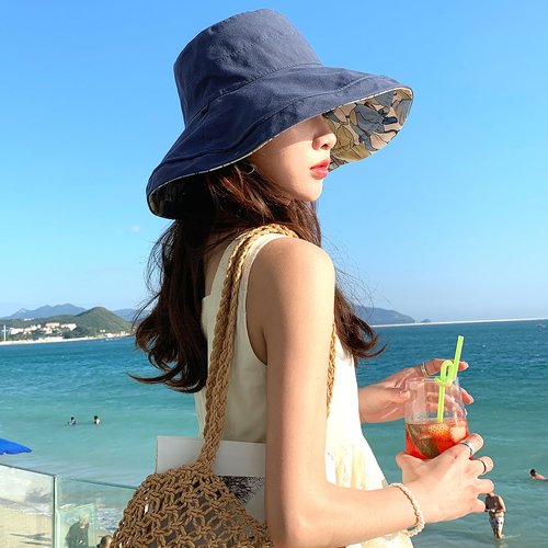 HUAMULAN Women Wide Brim Summer Sun Hat Wired Edge Floral Beach Bucket Fishing Hats Reversible Foldable Travel UV Protection
