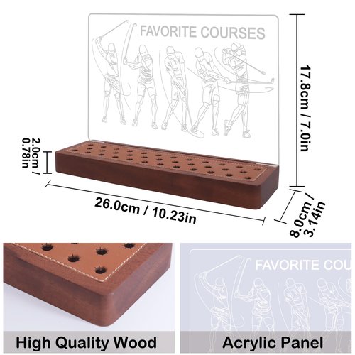 CoolGift Mart Light Up Golf Pencil Display Case, Wooden Acrylic Accessories with Warm White Lights for Pencil Display and Storage in Homes, Offices, Golf Pro Stores, Golf Museums, and Galleries