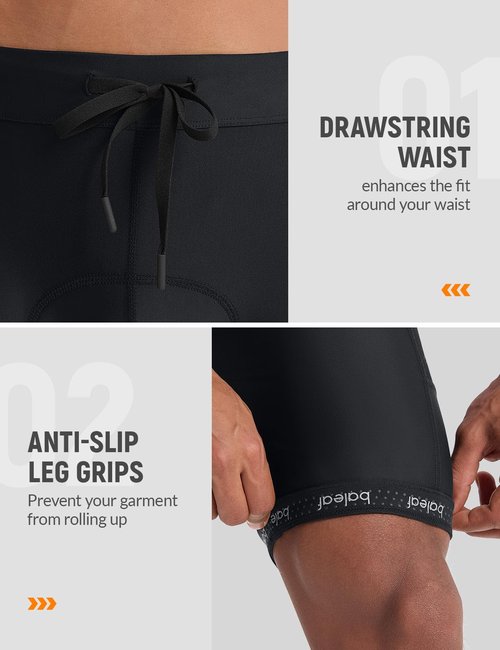 baleaf 4D Padded Bike Shorts for Men Cycling Bicycle Padding Biking Road Riding Gear Zipper Pockets MTB Wear Tights Black M