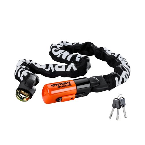 Kryptonite Evolution 1012 Bike Chain Lock, 4 Feet Long 10mm Steel Chain Heavy Duty Anti-Theft Sold Secure Gold Bicycle Chain Lock with Keys for E-Bike, Motorcycle, Scooter, Bicycle, Door, Gate, Fence