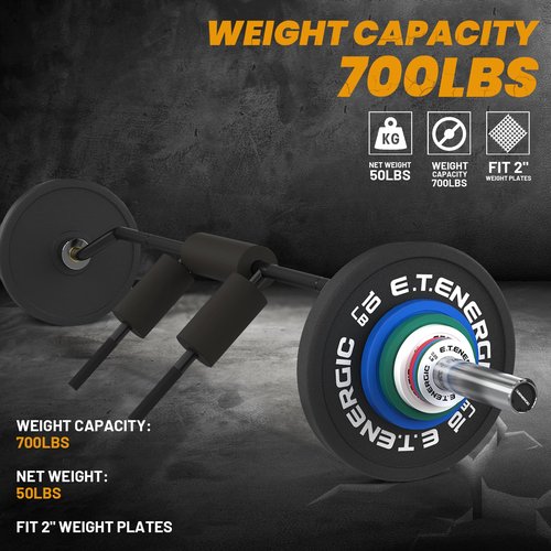 E.T.ENERGIC 7FT Safety Squat Bar Load 700LBS, 2" Sleeve Olympic Barbell with Comfortable Neck Pad, ideal for Free Weights Strength Training