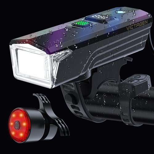 Victagen Ultra Bright USB Rechargeable Bike Light Set, Powerful Bicycle Front Headlight and Back Taillight, 5 Light Modes Light for Bike, for Men Women Kids Road Mountain Cycling
