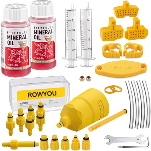 Brake Bleed Kit for SHIMANO, TEKTRO, TRP Hydraulic Disc Brakes, Brake Fluid Bleeder Kit for MTB/Road Bike Brake, with Performance Mineral Oil Brake Fluid 120ml/4oz, Professional Brake Bleed Kit