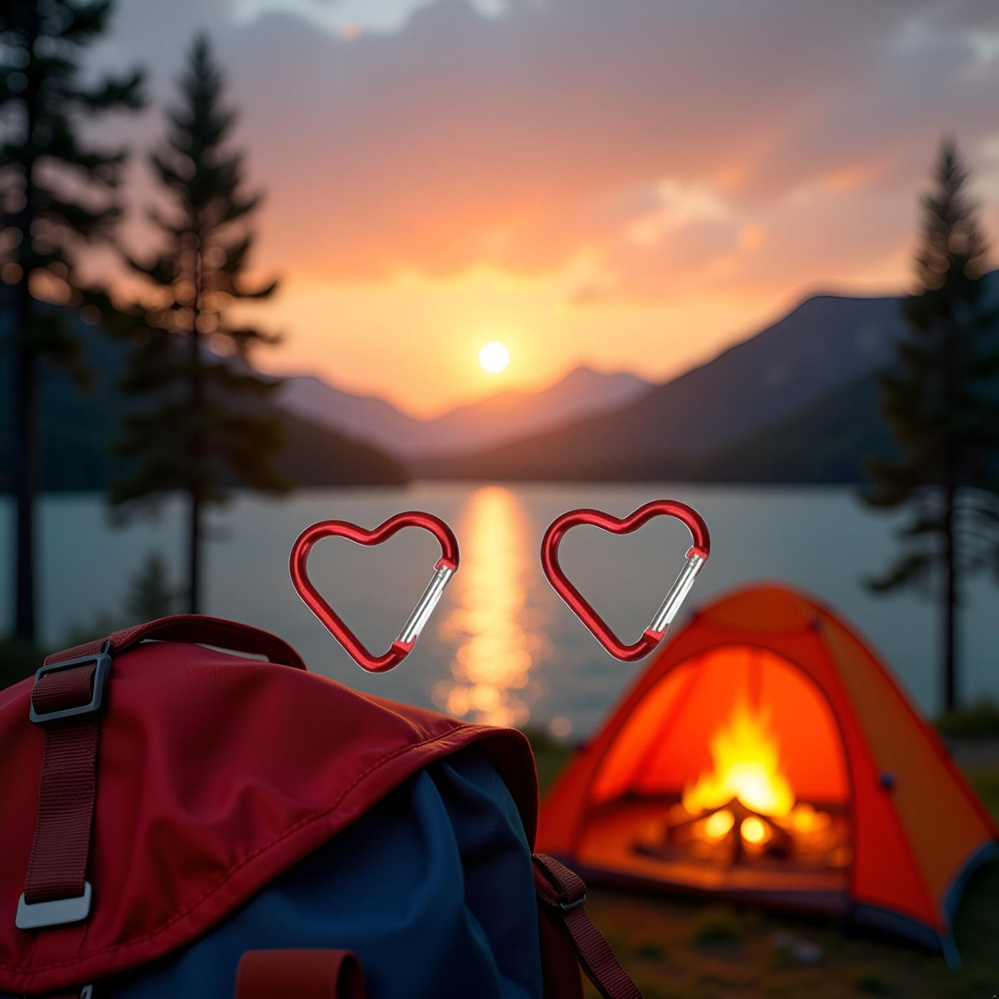 2Pcs Red Heart Shape Carabiners Keychain Clips Snap Hook Key Ring for Camping Accessories Backpack Water Bottle Aluminum Alloy Accessory and Keychain Carabiners，Accessories