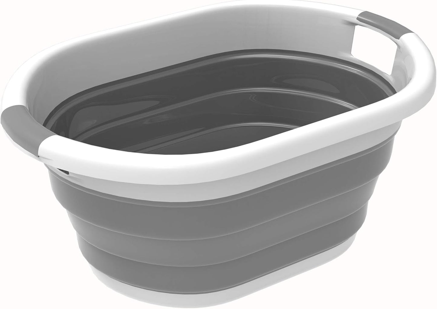 Trademark Home Collection Wakeman 75-CMP1062 Outdoors Collapsible Wash Basin, Dish Tub, Ice Bucket, Portable Basket & Comfort Handles for Camping, Tailgating, More (Gray), 24.25” x 12.5” x 11”