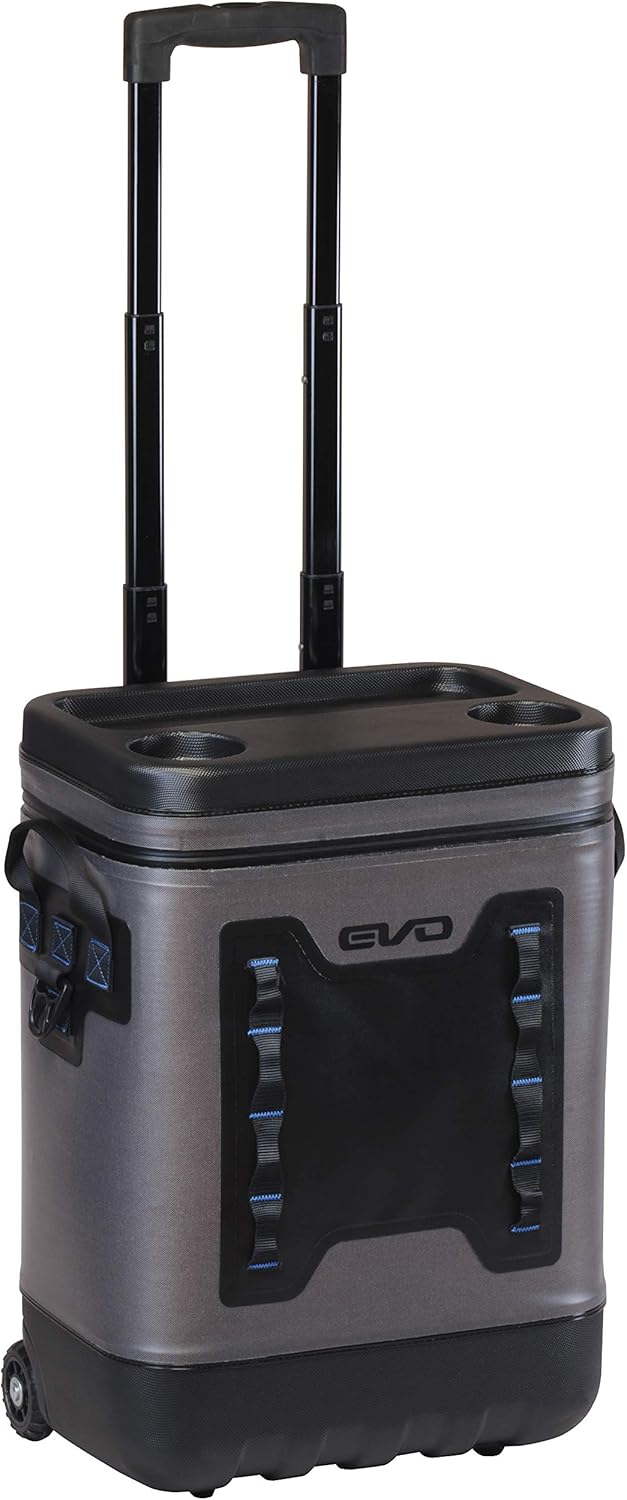 Evolution Outdoor Leak Resistant Insulated EVO Premium Rolling Cooler with ABS Molded Top, 8 Accessory Loops, Retractable 4-Stage Handle
