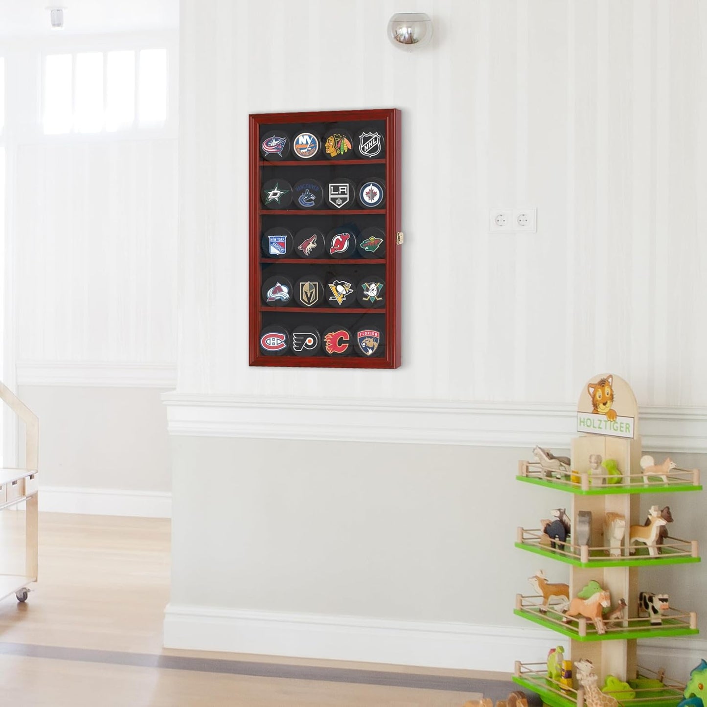 20 Hockey Puck Display Case Cabinet Holder Wall Rack Shadow Box 98% UV Protection, CC01