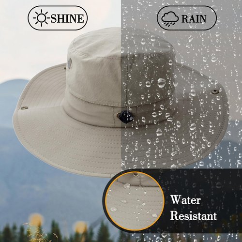 Sun Hat for Men Women UPF 50+ Fishing Hat Wide Brim Bucket Hat with UV Protection Summer Hat for Hiking, Beach, Safari (US, Alpha, One Size, Light Grey)