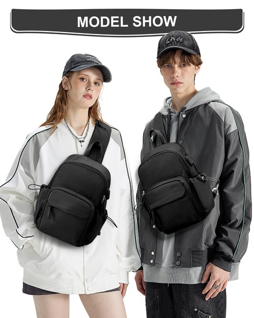 Crossbody Sling Backpacks Sling Bag for Men Women, Small Shoulder Backpack, Anti Theft One Strap Motorcycle Backpack, Mini Tactical Chest Bags Daypack for Casual Travel Hiking Gym Outdoor Sports Black